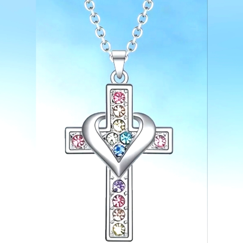 Multi-color cross necklace